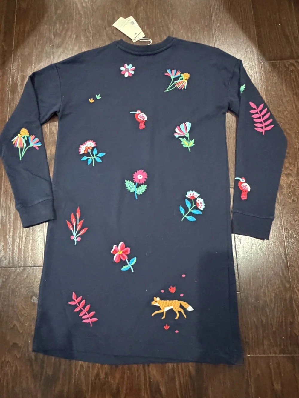 Boden Jasmine Sweatshirt Dress Size Navy Floral Embroidery Long Sweater NEW**** - Picture 2 of 9